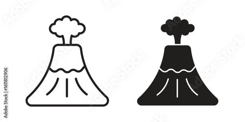Volcano icon logo set. thin line concept simple icon or design element