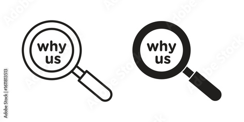 Why us icon logo set. thin line concept simple icon or design element