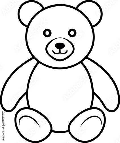 teddy bear outline coloring book page, teddy bear line art vector