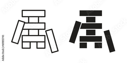 Wooden block icon logo set. thin line concept simple icon or design element