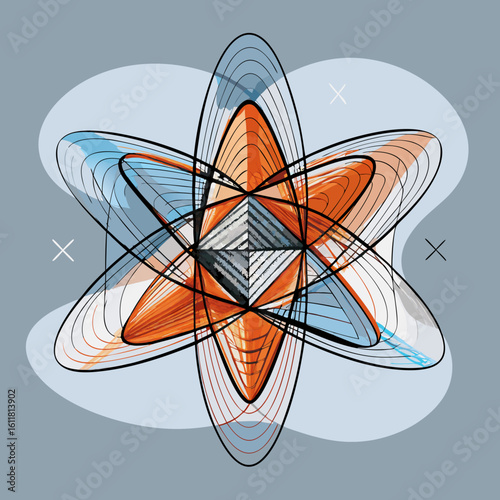 Abstract math background. Geometric element, line design, square pattern. SVG version.