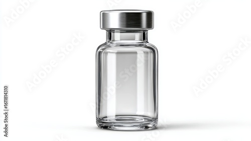 A 4K photo of 4K photo of empty vaccine vial isolated on minimalistic white background.