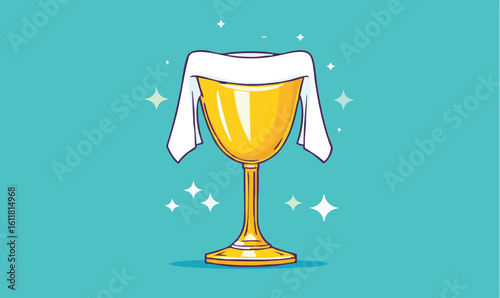 Golden achievement trophy gleams with success and celebration on bright background