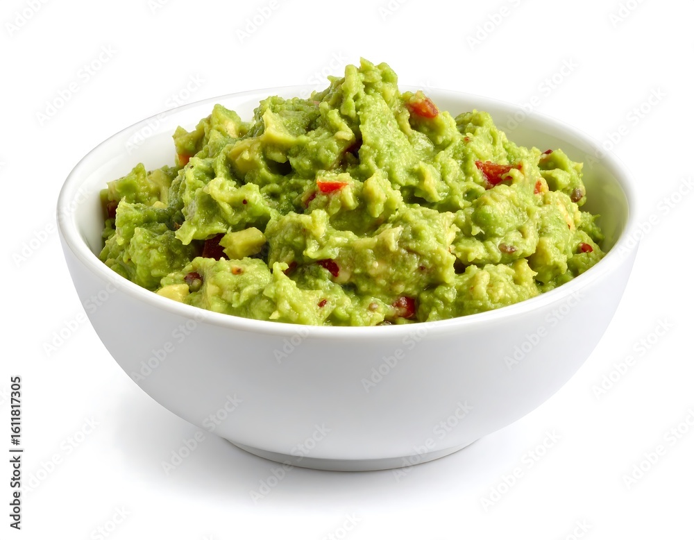 Creamy guacamole in a white bowl Creamy guacamole in a white bowl