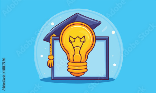 Bright idea discovered through education and learning, symbolizing knowledge and innovation.