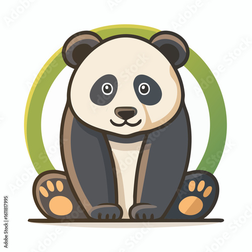 Adorable Panda Illustration with Soft Green Halo: A Charming and Playful Design for All Ages