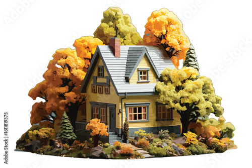 Mini house model on white background vector and illustration 