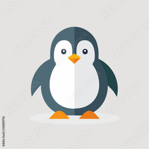 Adorable cartoon penguin graphic illustration for children's content and animal themes
