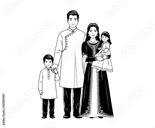 Joyful family portrait showcasing cultural heritage and loving bonds, perfect for lifestyle themes.