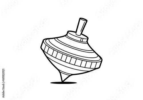 Classic spinning top toy drawing for playful childhood memories and vintage fun