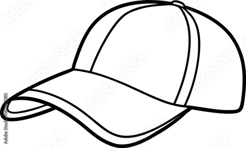 baseball cap coloring book page, trucker cap outline vector