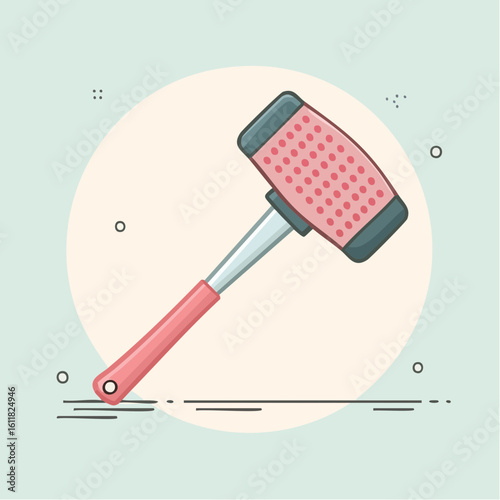 Pink meat tenderizer mallet illustration with a dotted textured head and a comfortable grip handle.