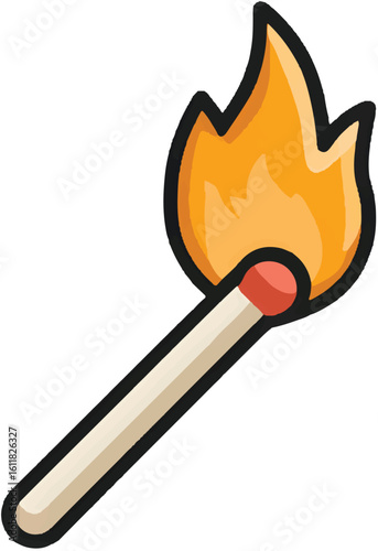 A simple flat vector icon of an unlit match with a flame, on a white background