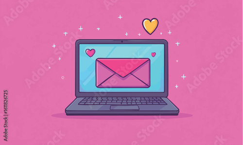 Get your special message delivered instantly with this charming laptop and envelope notification