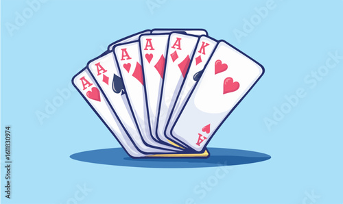 Four Aces and a King hand in poker, representing luck, winning, and gambling success