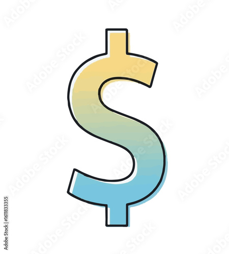 Vibrant gradient dollar sign symbol vector icon for finance, money, business, currency, and economy concepts