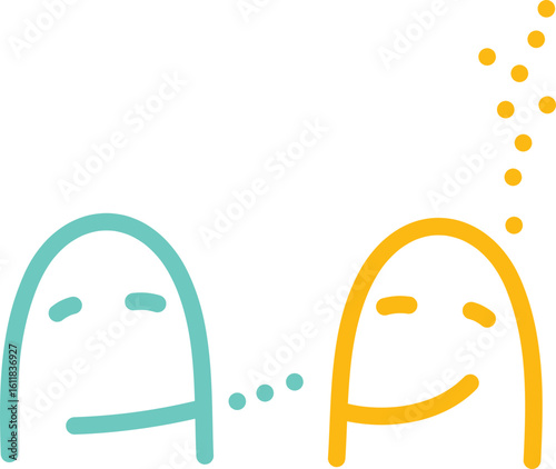 simple illustration of a concept of telling thoughts provoking story 