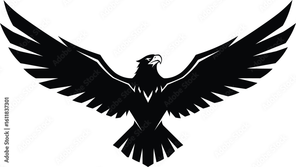 Obraz premium Black eagle soaring wings vector illustration graphic design element art