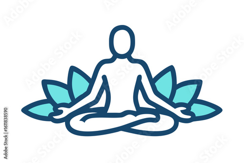 Meditation yoga pose with lotus flower for wellness and relaxation therapy art