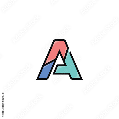 Modern Geometric Letter A Logo Concept with Colorful Abstract Segments and Black Outline on White Background, Initial Alphabet Design Element Free Download Modern Geometric Letter A Logo Concept with Colorful Abstract Segments and Black Outline on White Background, Initial Alphabet Design Element - GFXLoad