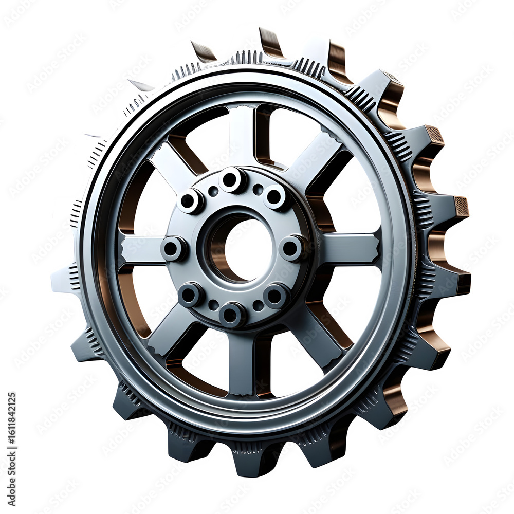 Obraz premium Cogwheel with mechanical detailing 3D render PNG