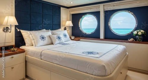 Luxurious yacht bedroom