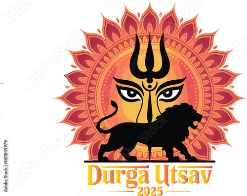 vector illustration of durga puja logo