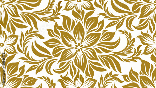 decorative floral pattern golden color isolated white backgrounds for Decorative wallpapers, knitted fabric textured, fabric printing, birthday invitation covers,ornament, floral, background, flower, 