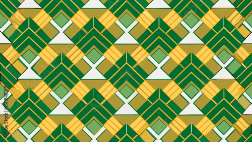 Geometrical seamless patterned golden green colors isolated white backgrounds for knitted fabric textured, fabric printing.backgrounds, ornate, cut out, repetition, abstract, art, illustration, 