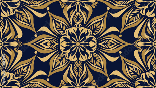 Motif Batik Ornament golden blue line color isolated white backgrounds for patterned fill, webs pages, surface textures,