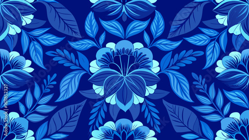 flower damask seamless pattern dark blue colors background. Elegant luxury texture for wallpapers, backgrounds and page fill, surface textures,flower, colours, damask, elegant, graphic, luxury, 