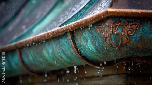 Wallpaper Mural Rainwater collection copper gutter system with copper patina finish on eco roof Torontodigital.ca