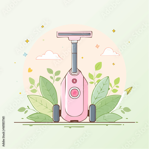 Sleek pink self-balancing electric scooter with a T-shaped handlebar and modern minimalist design.