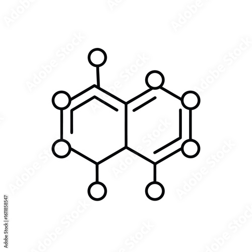 Minimalist Line Art of Naphthalene Chemical Structure – Aromatic Hydrocarbon Diagram