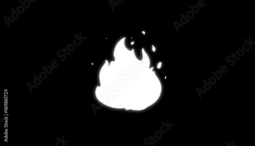 Simple white fire graphic on black