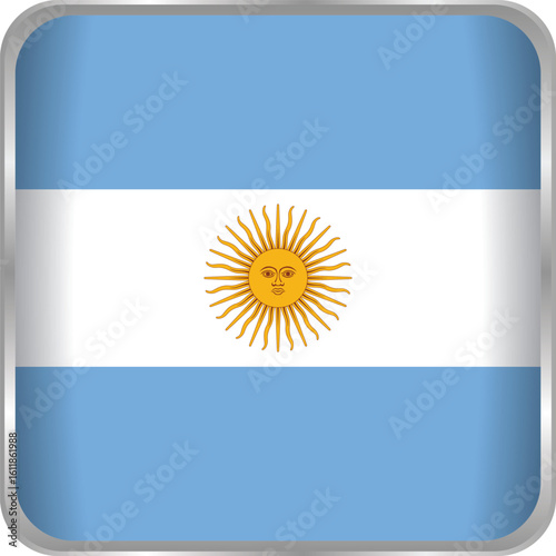 official flag of argentina with light blue and white stripes featuring sun of may emblem in the center