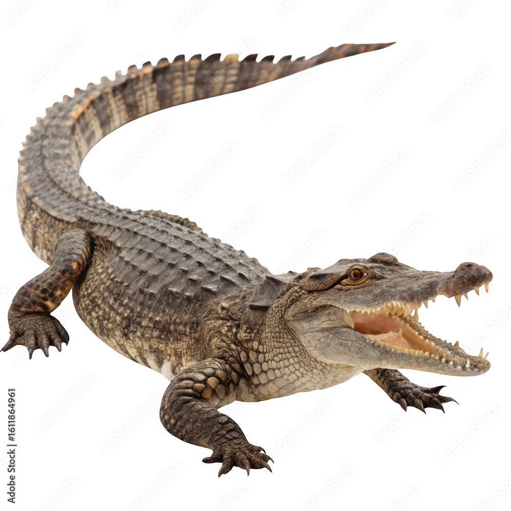 Obraz premium A crocodile with its mouth open, isolated on transparent background