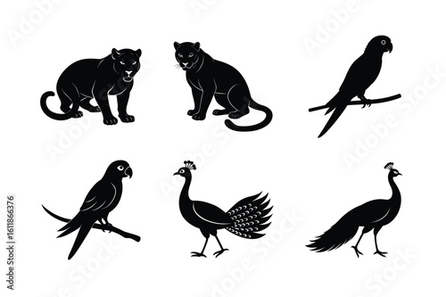 Flat style animal vector design for artistic works Silhouette Vector illustration