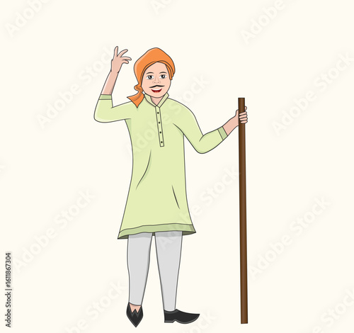 indian man charcter vector