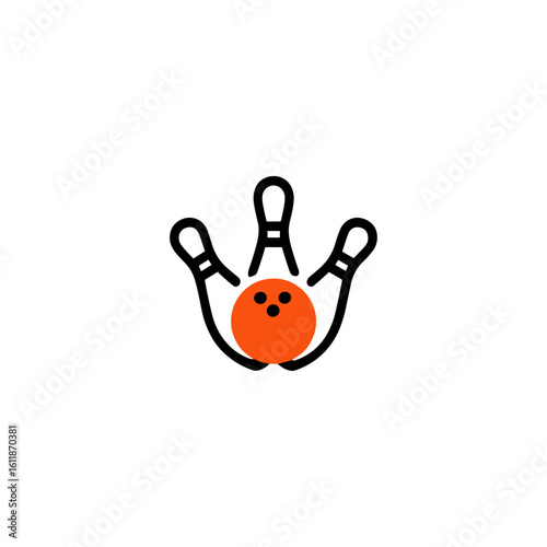 Bowling emblem icon logo flat vector design