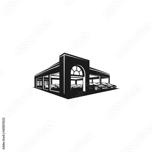 Car Dealership silhouette icon logo flat vector design