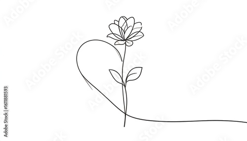 Single-line drawing of a flower