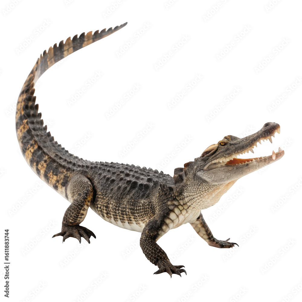 Naklejka premium An alligator with its mouth open, isolated on transparent background