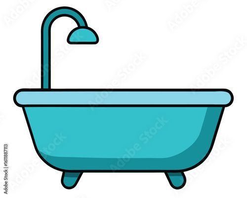 A blue bathtub with shower is ready for a relaxing soak Ai Generated