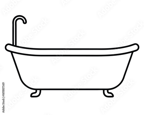 A simple bathtub outline isolated on white background Ai Generated