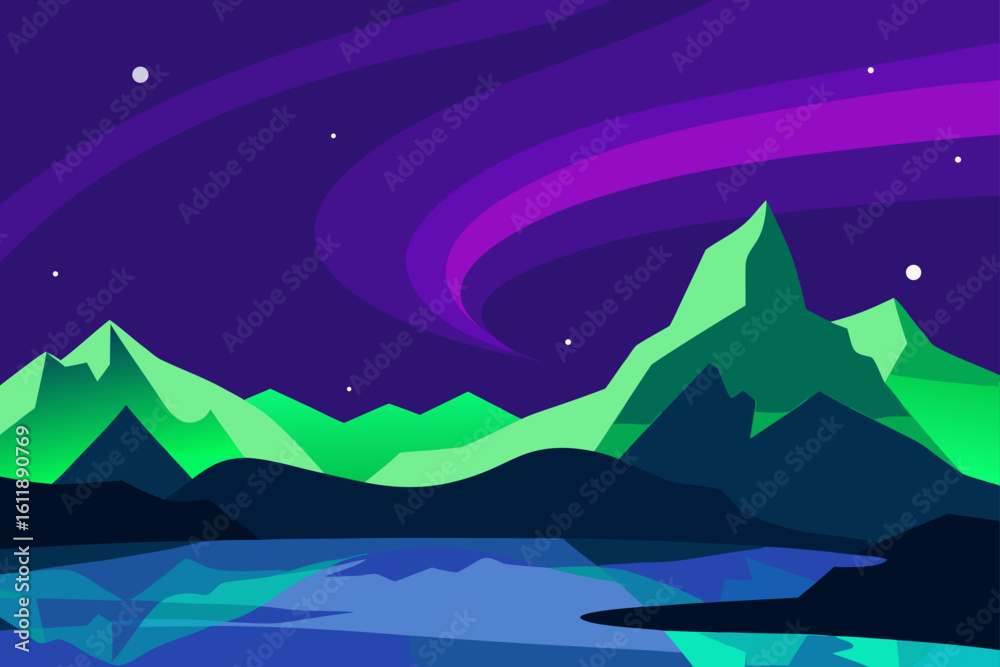 Fototapeta premium night landscape with mountains