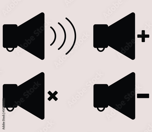 Volume Control Speaker Icons: Audio Level Adjustments