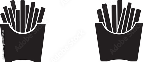 Black French Fries Logo Set On White Background For Restaurant Branding And Food-Themed Digital Design