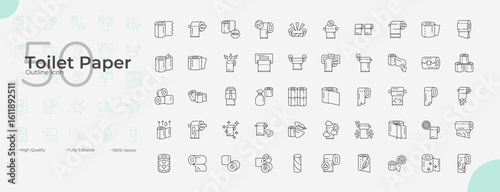 Toilet Paper Line Editable Icons set. Vector illustration in modern thin line style of Toilet Paper icons: toilet, paper, bathe, etc