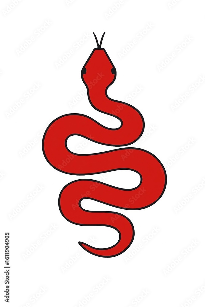 Obraz premium red snake symbol design often used in decals, tattoos, logos, and symbolic illustrations